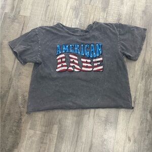 Caution To The Wind American Babe cropped Tee - Charcoal